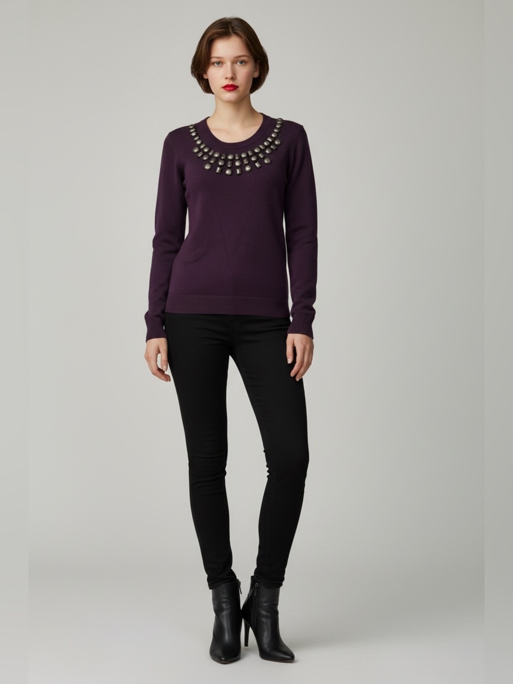Burberry Embellished Crewneck Sweater in Purple NWT